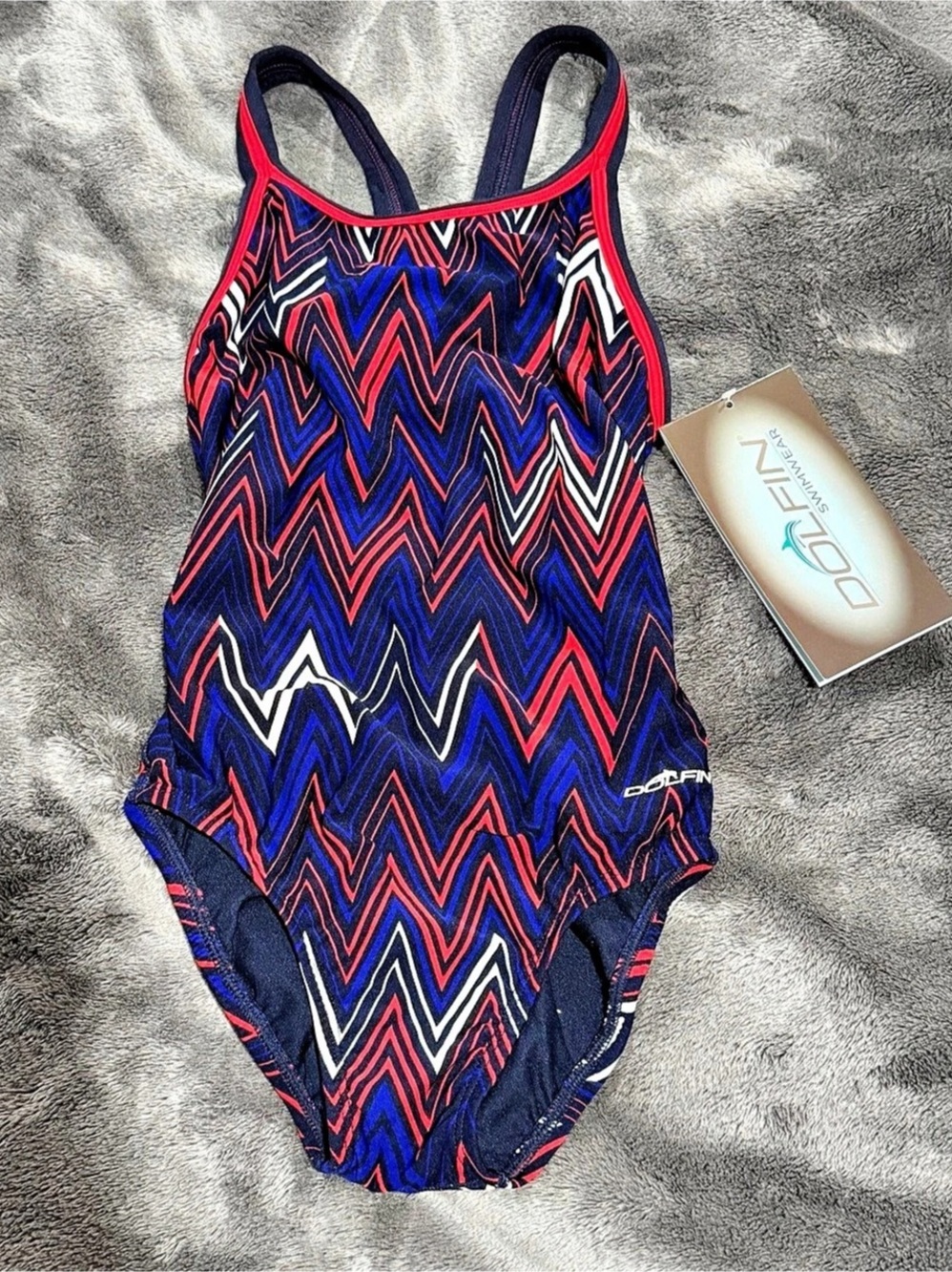 DOLFIN Polylite Chevron DBX Back Swimsuit Girls Geometric One-Piece Swimsuit